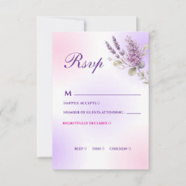 Elegante Paarse Lavendel RSVP Kaart