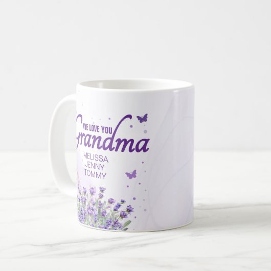 Elegante Paarse lavendel We houden van je oma Koffiemok (Voorkant links)