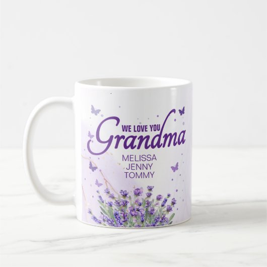 Elegante Paarse lavendel We houden van je oma Koffiemok (Links)