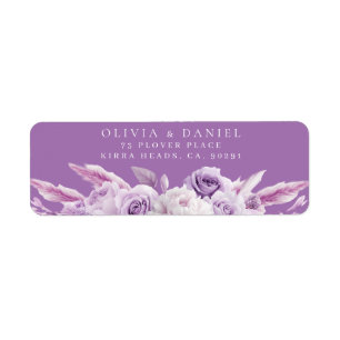 Elegante Paarse Lavendel Wedding Return Adres Etiket
