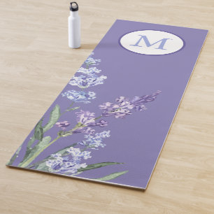 Elegante paarse lavendelbloem monogram yogamat
