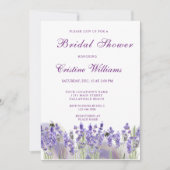 Elegante paarse lavendelbloemen bruidsdouche kaart (Voorkant)