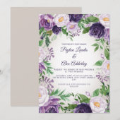 Elegante paarse lavendelgroene bruiloft kaart (Voorkant / Achterkant)