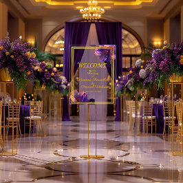 Elegante Paarse Lichtgevende Viooltjes Bruiloft Acryl Bord