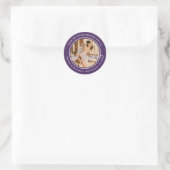 Elegante Paarse liefde is lief bruiloft foto Ronde Sticker (Tas)