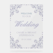 Elegante Paarse Lijst bruiloft welkom Acryl Bord (Voorkant)
