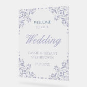 Elegante Paarse Lijst bruiloft welkom Acryl Bord (Hoek)