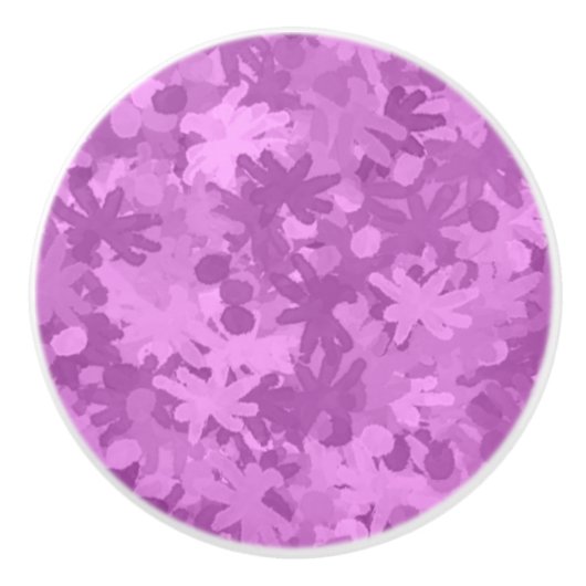 Elegante Paarse Lila Abstracte bloemenbloesem Keramische Knop (Voorkant)