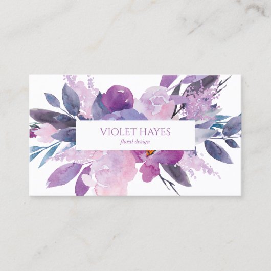 Elegante Paarse Lila Bloembloemen Custom Visitekaartje (Voorkant)