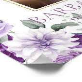Elegante Paarse Lila Bloemen Foto Begrafenismonume Poster (Hoek)