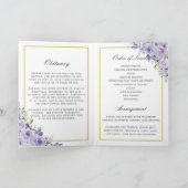 Elegante Paarse Lila Bloemen Foto Begrafenismonume Programma (Binnen)