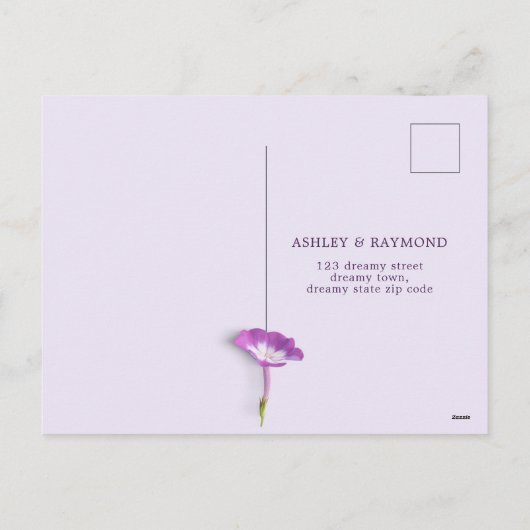 Elegante Paarse Lila boog bloemetjes geen menu RSV (Achterkant)