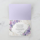 Elegante Paarse Lila Lavendel Rozen bruiloft gevou Bedankkaart (Binnen)