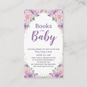 Elegante Paarse Lila Roze Bloemen Boeken voor Baby Informatiekaartje