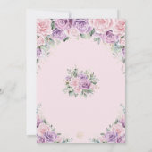 Elegante Paarse Lila Rozen Bloemenbruiloft Kaart (Achterkant)