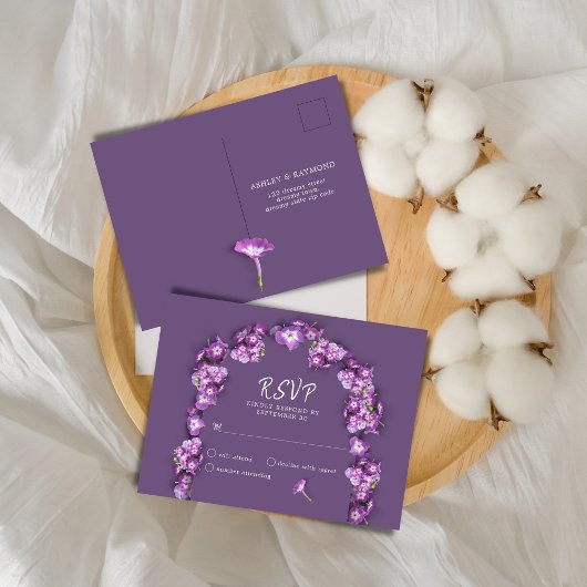 Elegante Paarse Lila Rum Arch Florals Geen Menu RS