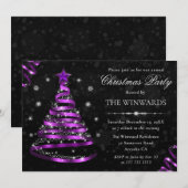 Elegante Paarse lint boom kerstfeest Kaart (Voorkant / Achterkant)