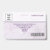 Elegante Paarse Logo Streepjescode Personeels-ID Badge (Achterkant)