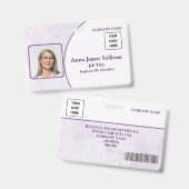 Elegante Paarse Logo Streepjescode Personeels-ID Badge (Voor- en achterkant)