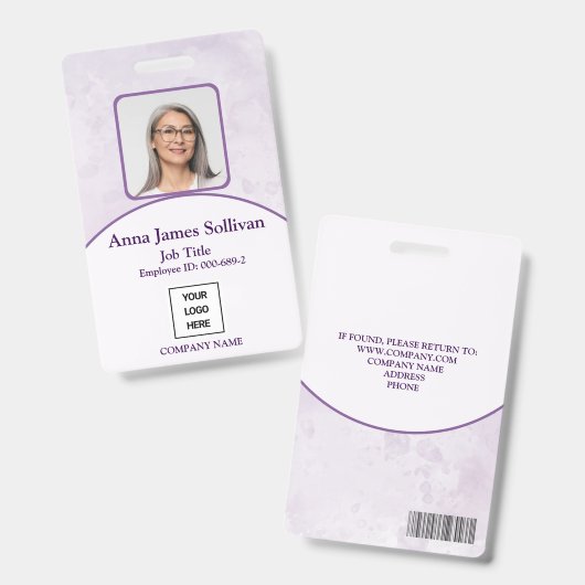Elegante Paarse Logo Streepjescode Personeels ID Badge (Voor- en achterkant)