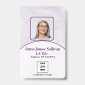 Elegante Paarse Logo Streepjescode Personeels ID Badge (Voorzijde)