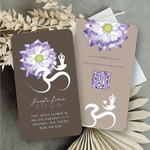 Elegante Paarse Lotusbloem Spirituele Yoga Om Logo Visitekaartje