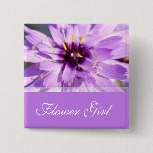 Elegante paarse madeliefjes bloem bruiloft bloemen vierkante button 5,1 cm