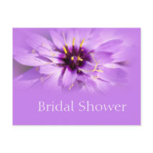 Elegante paarse madeliefjes bruidsdouche kaart