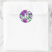 Elegante paarse magenta aquarel bloemen bloesem ronde sticker (Tas)