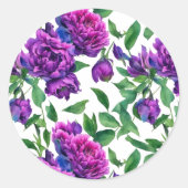 Elegante paarse magenta aquarel bloemen bloesem ronde sticker (Voorkant)