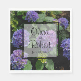 Elegante paarse magenta bloemen hortensia's servet