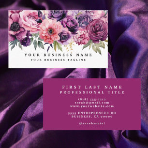 Elegante paarse magenta bloemen visitekaartjes