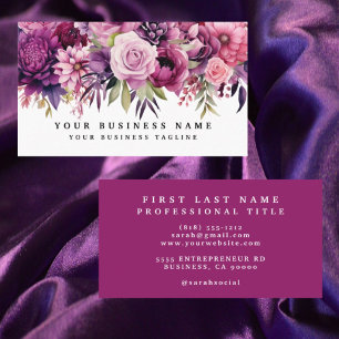 Elegante paarse magenta bloemen visitekaartjes