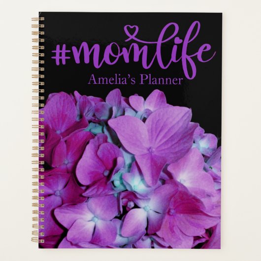 Elegante paarse magenta bloemenhortensia planner (Voorkant)