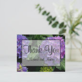 Elegante paarse magenta roze bloemen hortensia's bedankkaart (Staand voorkant)