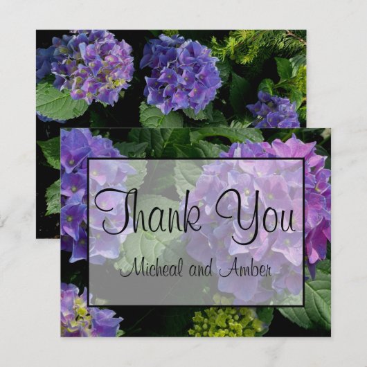 Elegante paarse magenta roze bloemen hortensia's bedankkaart (Voorkant / Achterkant)