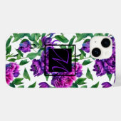Elegante paarse magenta roze waterverf pioenen Case-Mate iPhone case (Achterkant (horizontaal))