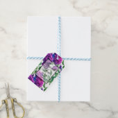 Elegante paarse magenta roze waterverf pioenrozen cadeaulabel (Met Touw)