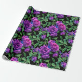 Elegante paarse magenta waterverf bloemen cadeaupapier (Uitgerold)