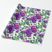Elegante paarse magenta waterverf bloemen cadeaupapier (Uitgerold)