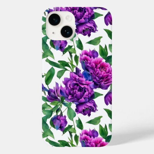 Elegante paarse magenta waterverf bloemen Case-Mate iPhone case (Achterkant)