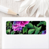 Elegante paarse magenta waterverf bloemen etiket (Insitu)