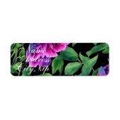 Elegante paarse magenta waterverf bloemen etiket (Voorkant)