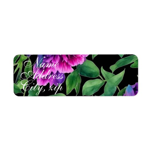 Elegante paarse magenta waterverf bloemen etiket (Voorkant)