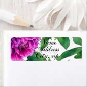 Elegante paarse magenta waterverf bloemen etiket (Insitu)