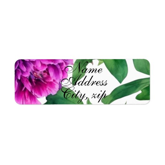 Elegante paarse magenta waterverf bloemen etiket (Voorkant)