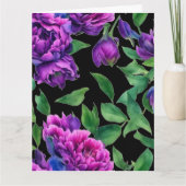 Elegante paarse magenta waterverf bloemen kaart (Voorkant)