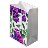 Elegante paarse magenta waterverf bloemen medium cadeauzakje (Achterkant Gekanteld)