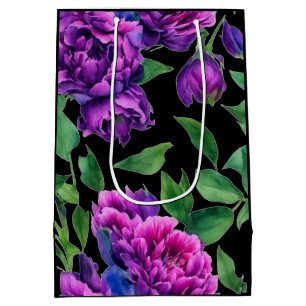 Elegante paarse magenta waterverf bloemen medium cadeauzakje
