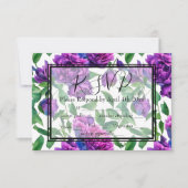 Elegante paarse magenta waterverf bloemen rsvp (Voorkant)